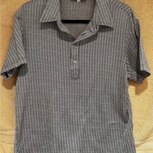 Black and Gray Casual Button Down Shirt with Subtle Stripes